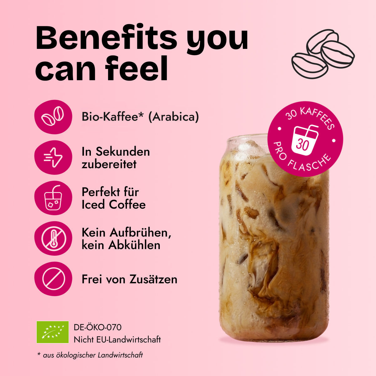 Benefits you can feel - Bio-Kaffee (Arabica), in Sekunden zubereitet