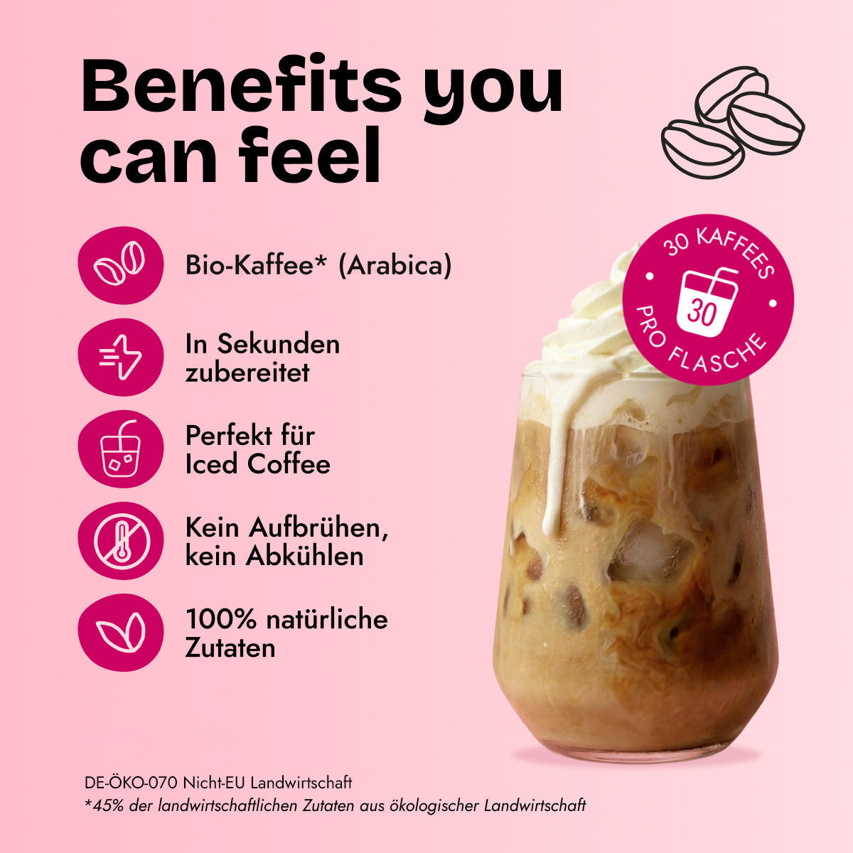 Benefits you can feel - Bio-Kaffee (Arabica), in Sekunden zubereitet
